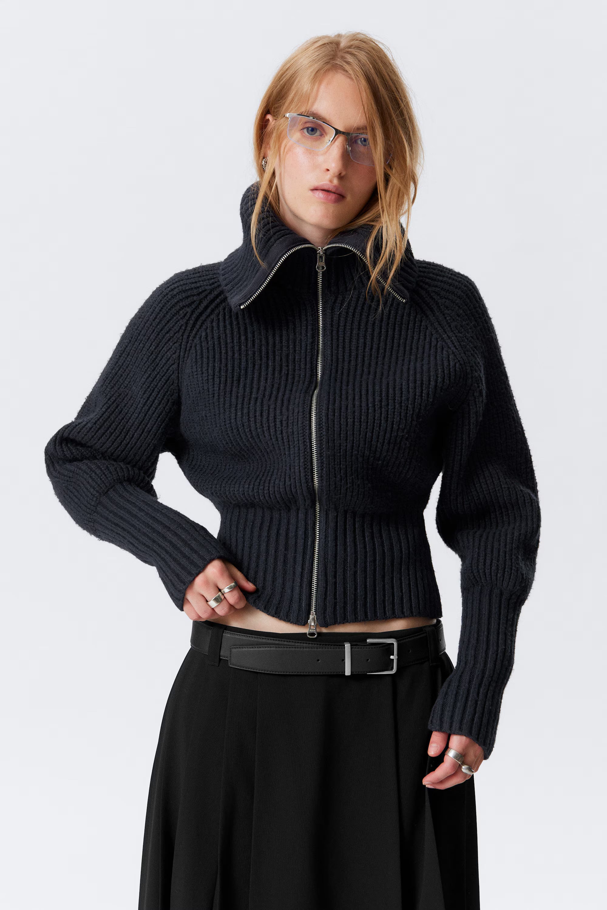 Selene Ribbed Zip Cardigan