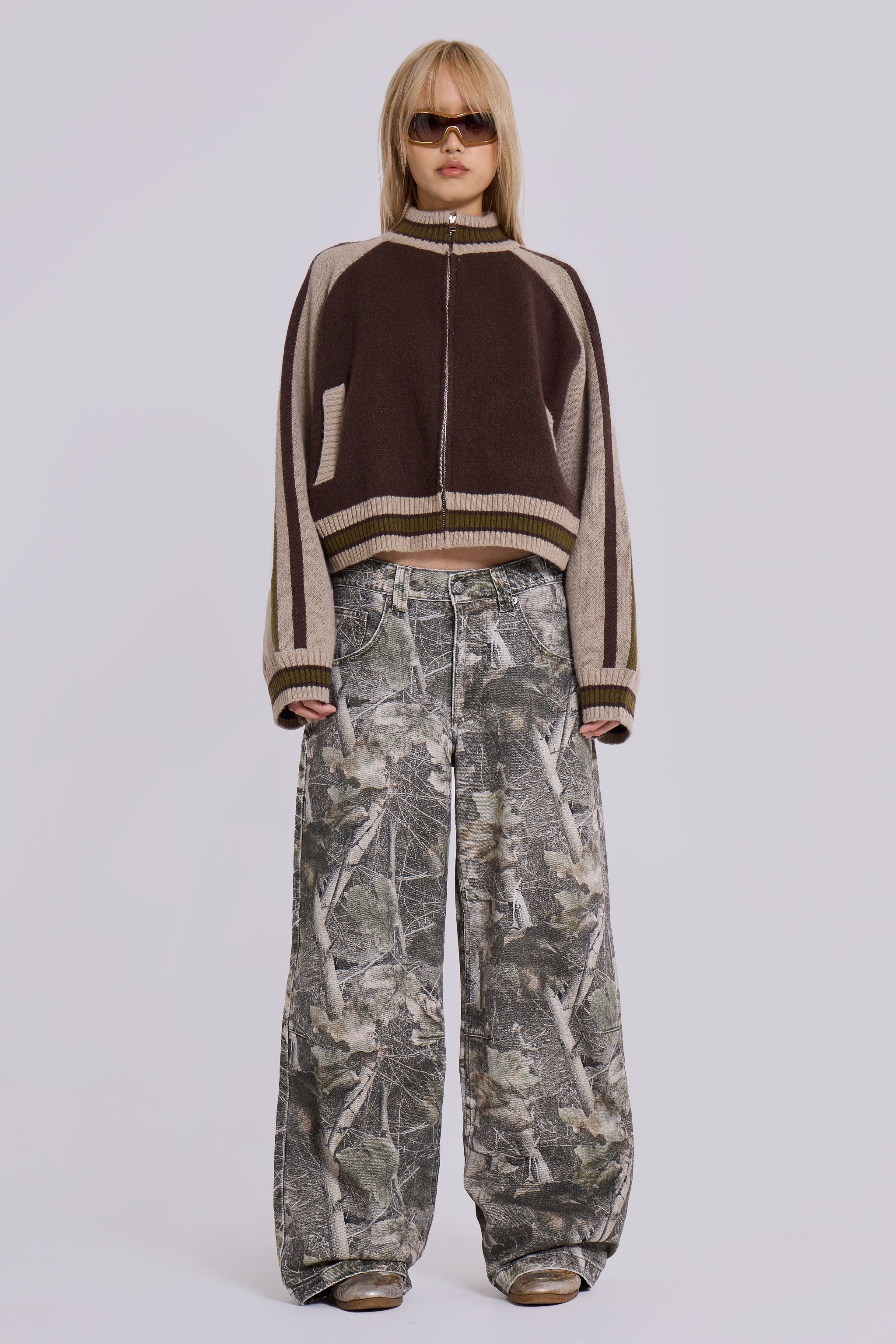 Aurelio Brown Knit Bomber