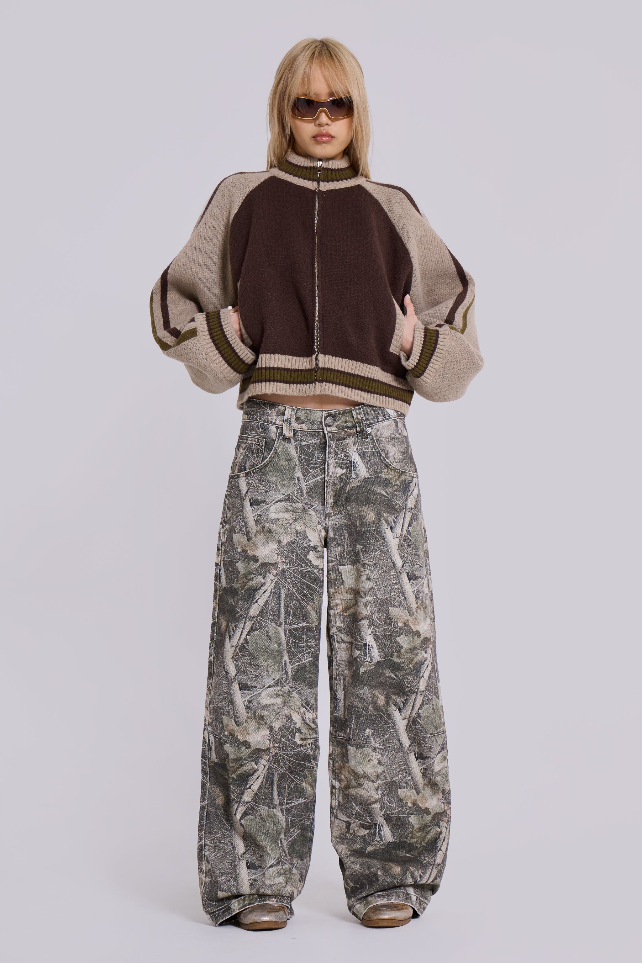 Aurelio Brown Knit Bomber