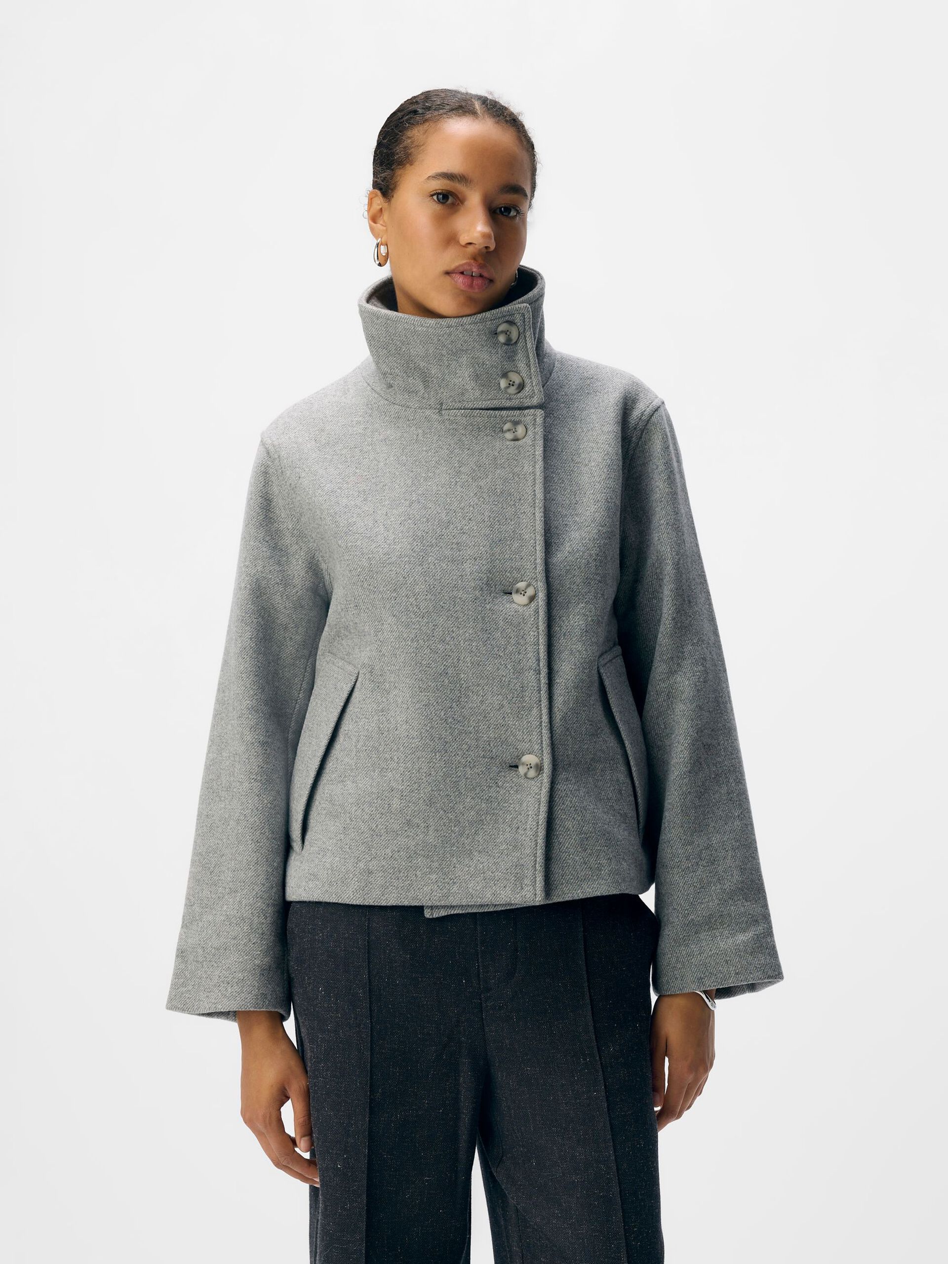 Elara Grey Short Coat