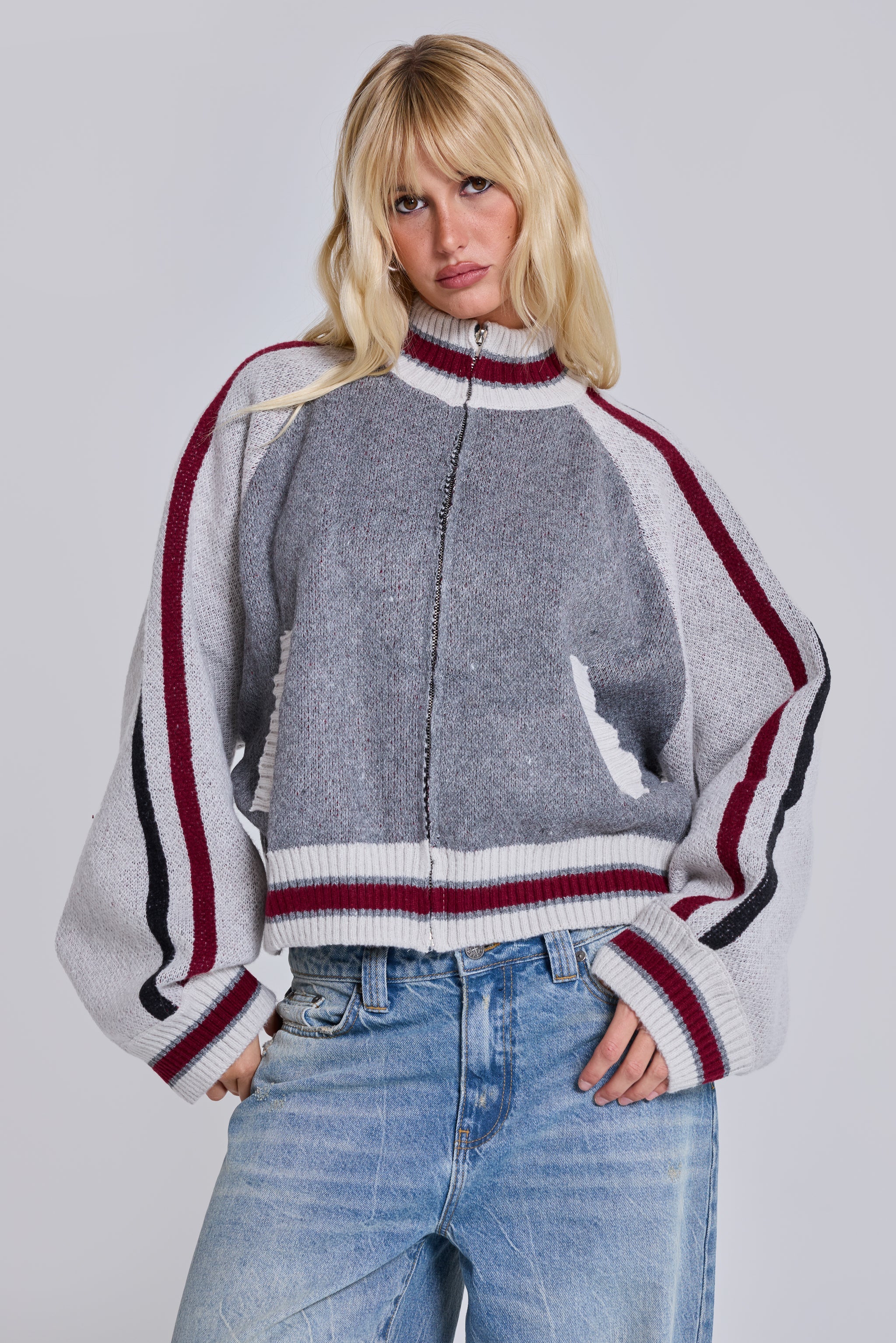 Aurelio Grey Knit Bomber