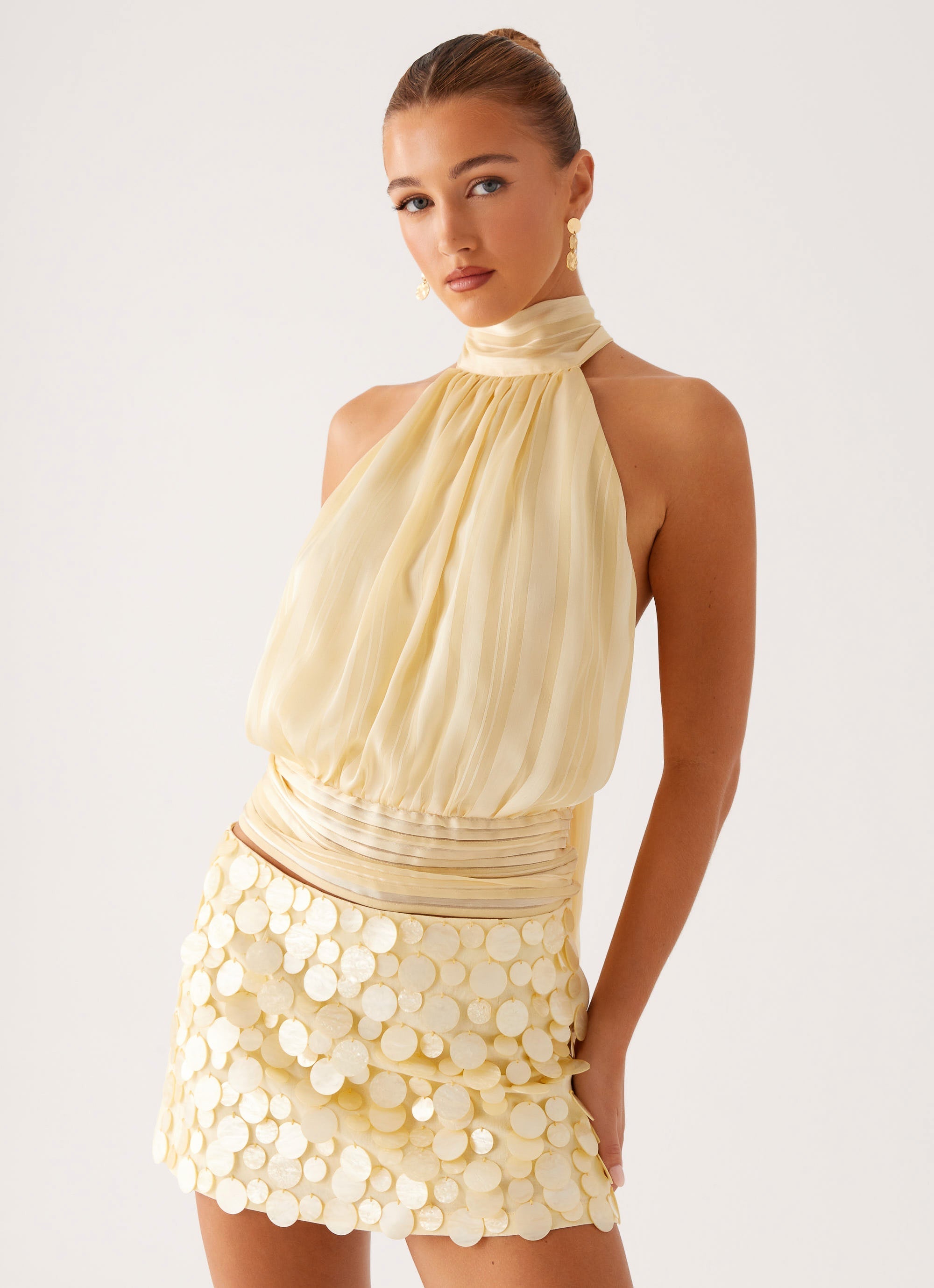 Aurelia Yellow Chiffon Top