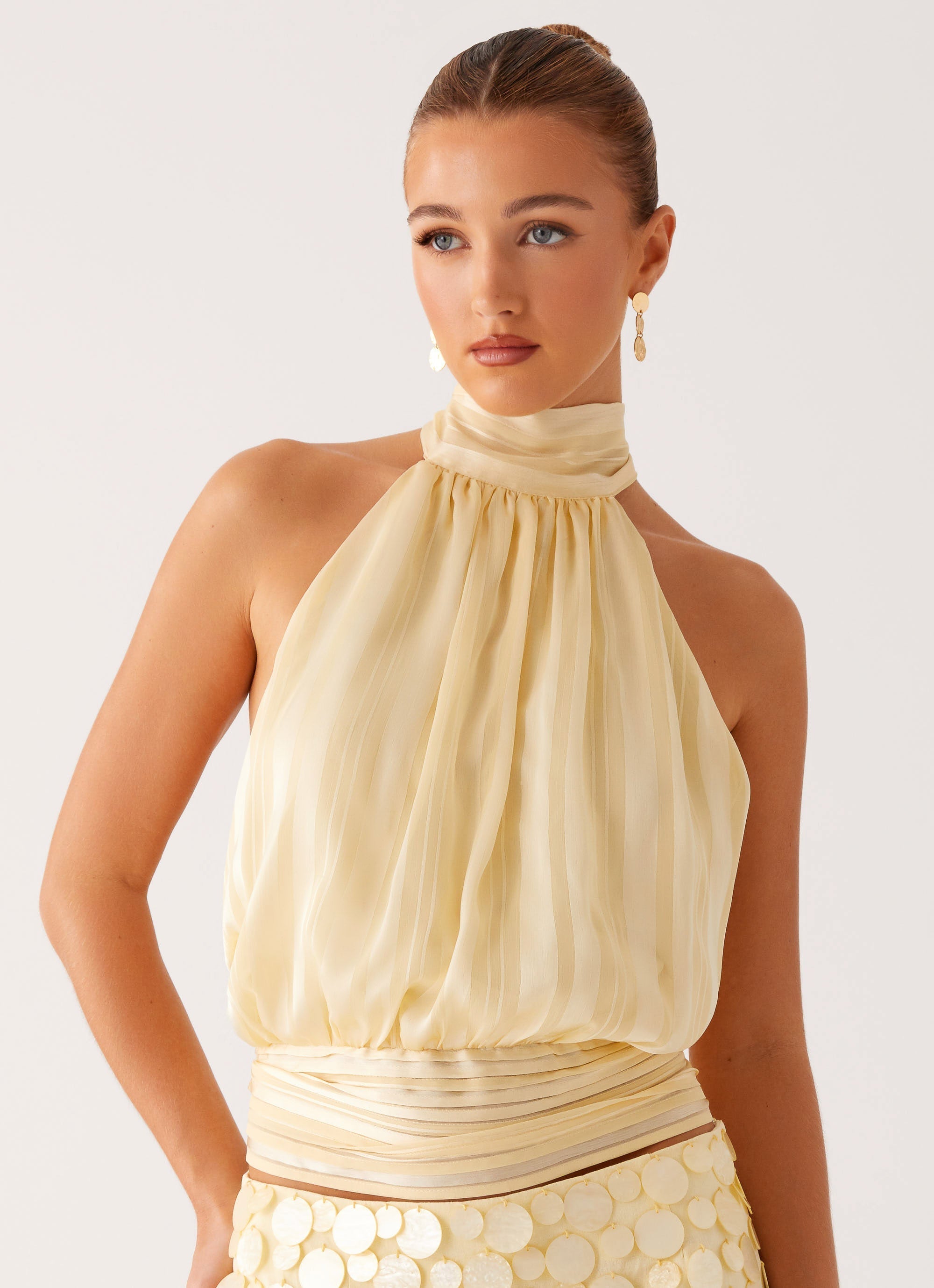 Aurelia Yellow Chiffon Top