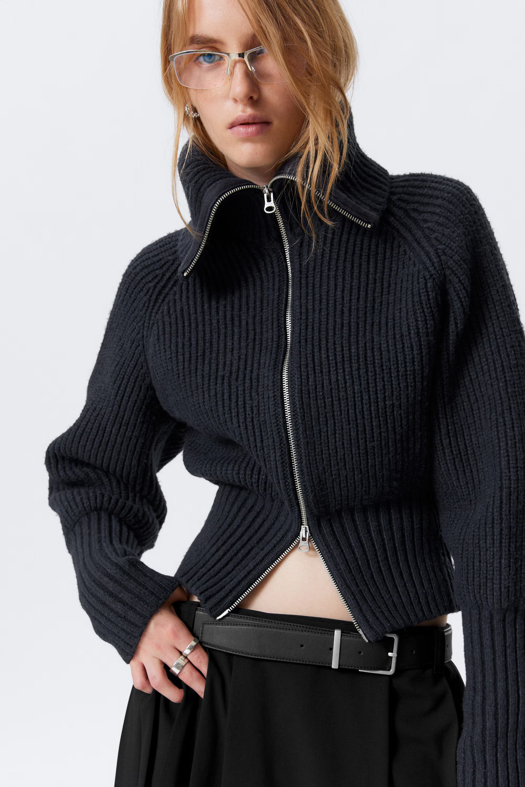 Selene Ribbed Zip Cardigan