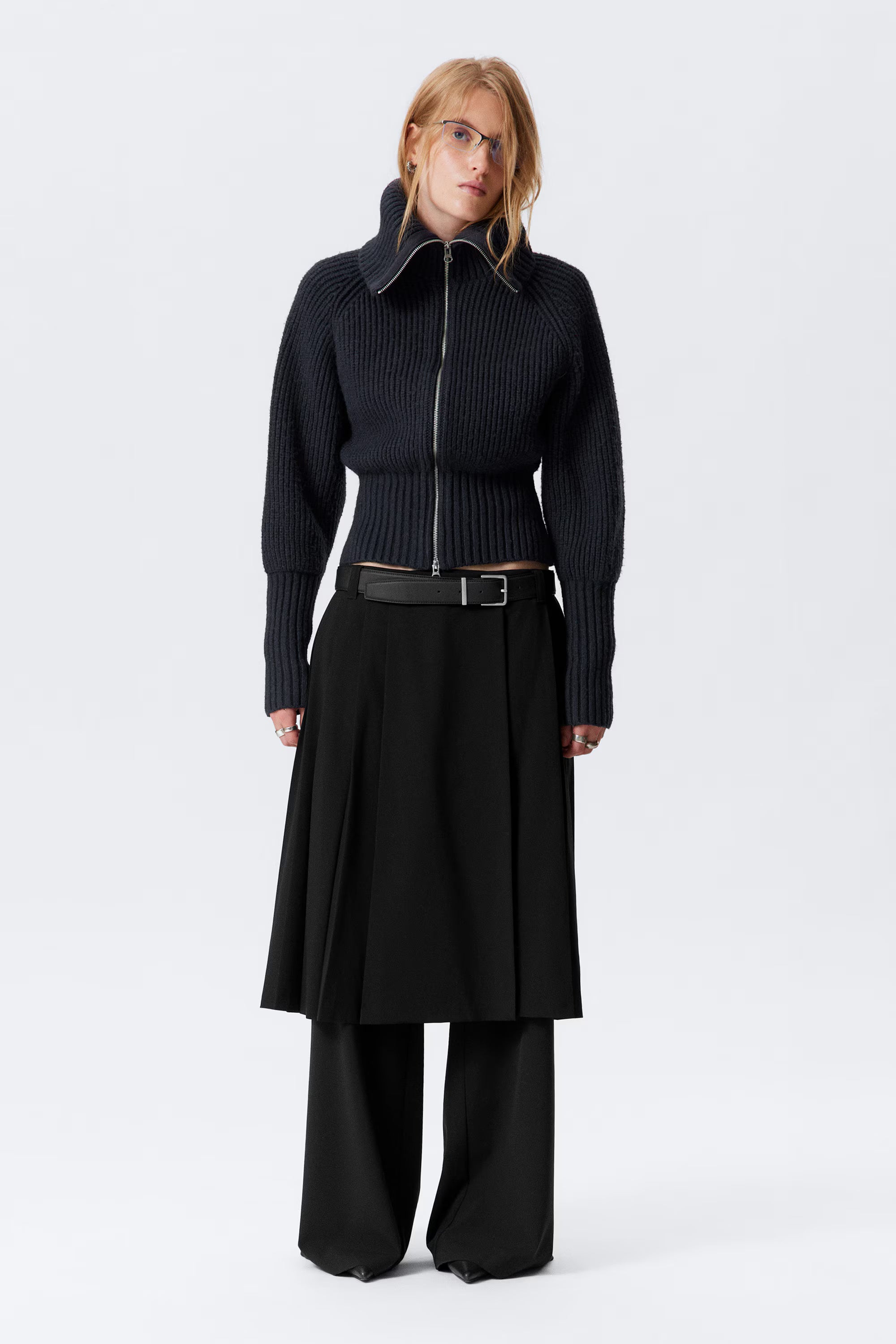 Selene Ribbed Zip Cardigan